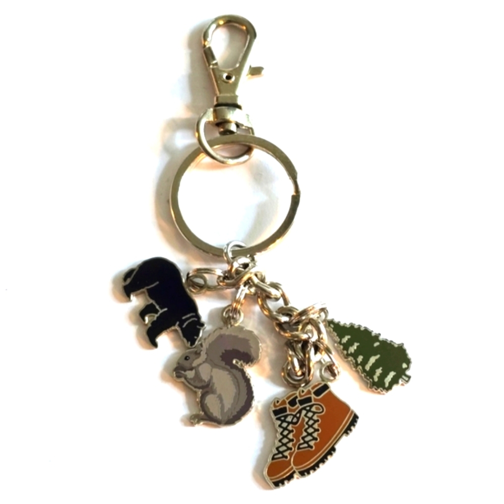 Hiking keychain forest key chain ring holder animals boot hiker